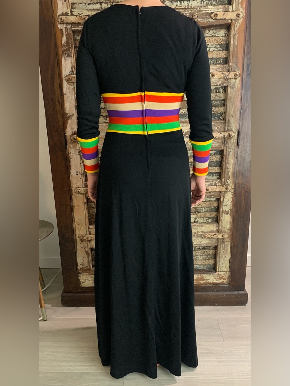 VTG Eve Le Coq 70s Black Knit Disco Glam Maxi Dress, Mod Hostess, Boho Chic, S/M - Picture 14 of 14